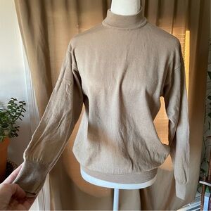 Cellini Made in Italy 100% Pura Lana Merinos Wool Beige Turtleneck Sweater Sz M